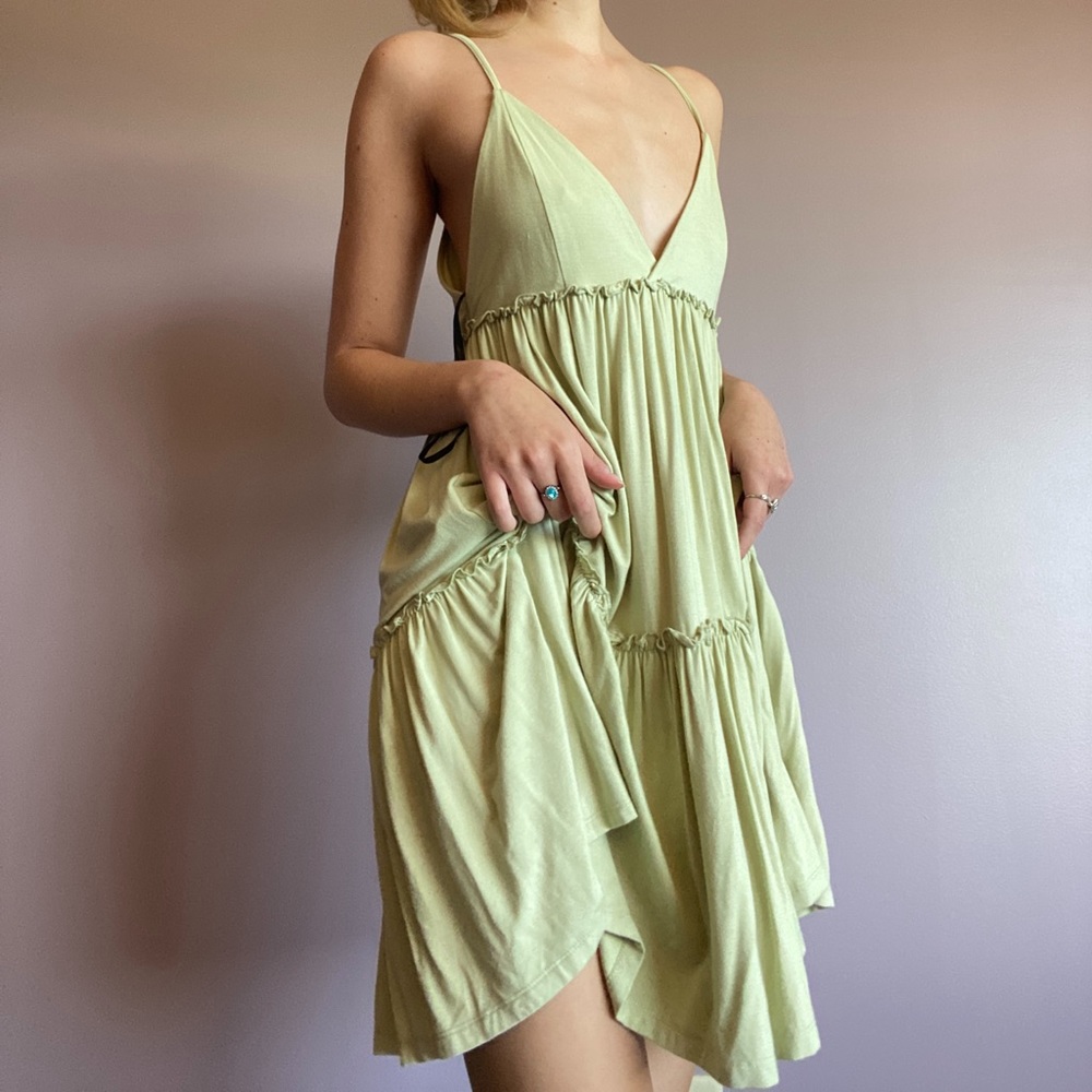 forever 21 sage green babydoll summer dress